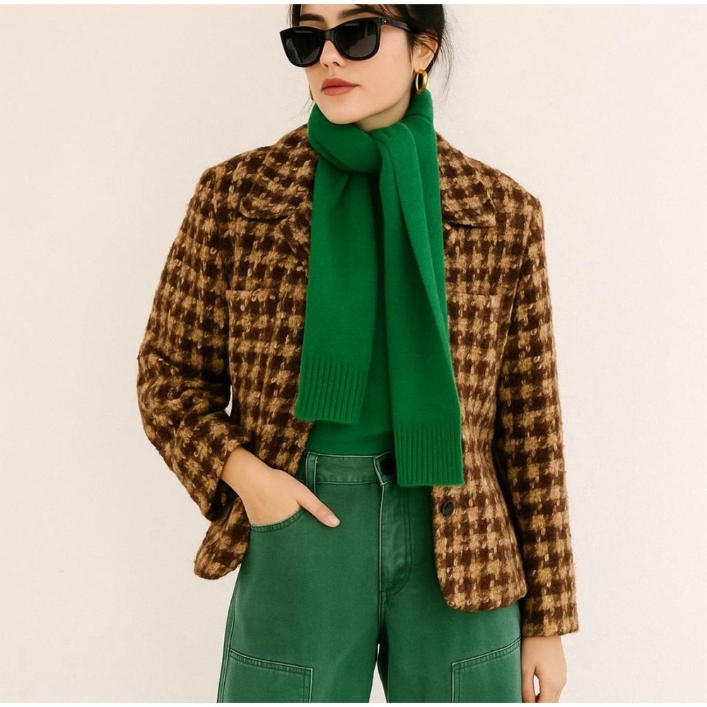 Vtg Jones Of New York Womens Checkered Brown Wool Jacket-12-Old Money-Equestrian